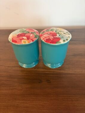 Turquoise Floral Ceramic Salt and Pepper Shaker Set - Home Accents